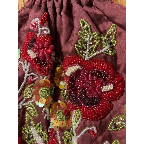 Vintage Y2K Spiegel Details Beaded Floral Fringe Evening Bag - Picture 2 of 12